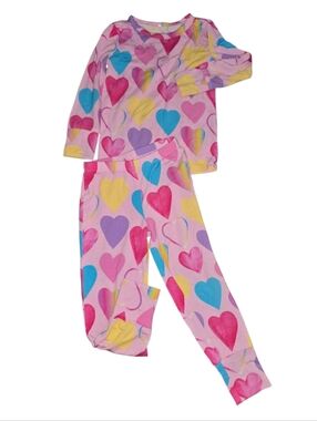 Posh Peanut Kids Pink Heart-Print Pajama Set - Soft Long Sleeve & Pants Size 2T